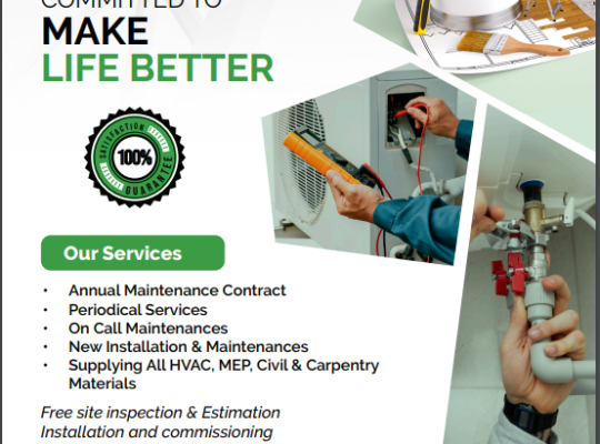 AC Installation, Duct Services, AC Maintenance, Electrical ,Plumbing Works General Maintenance
