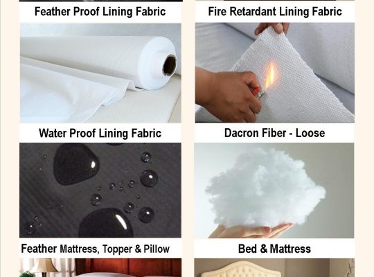 Supplier of Goose Feather Cushions & Pillows, loose white cleaned and odourless Goose Feather, Feather and Down proof lining fabrics, water proof and fire retardant lining fabrics