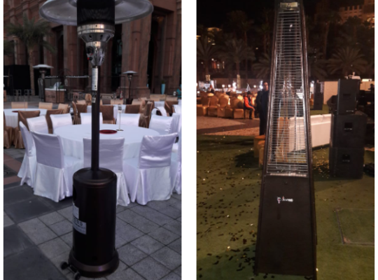 Outdoor patio heaters for rental in Dubai, Sharjah, Abu Dhabi, Ajman and all emirates