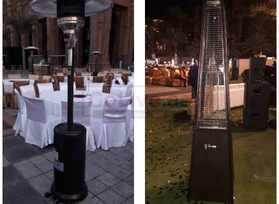 Outdoor patio heaters for rental in Dubai, Sharjah, Abu Dhabi, Ajman and all emirates