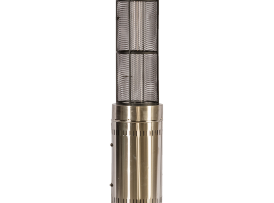 Propane Patio Heater, Floor-Standing Electric Heater w/Wheels, Dancing Flame, Quartz Glass Tube, Stainless Steel, Round Space Heater, Outdoor Heater for Backyard, Balcony, BBQ Part