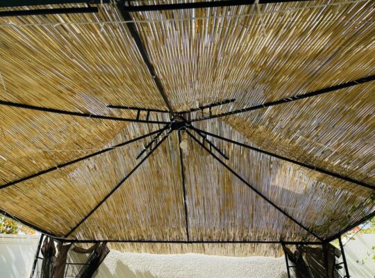 Bamboo roofing for pergola