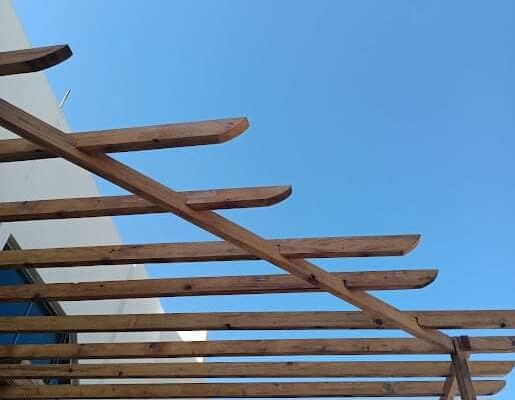 Bamboo roofing for pergola