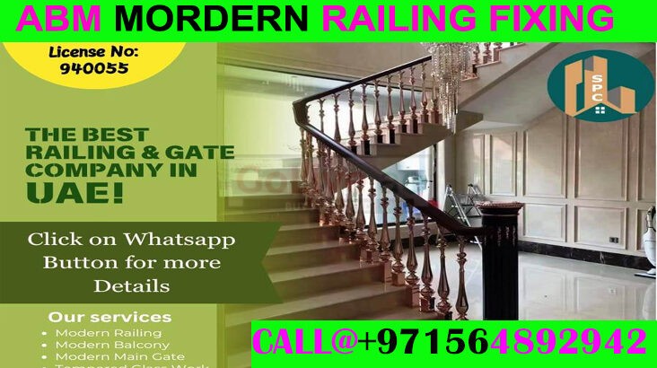 Modern Staircase Railing Fixing Contractor Ajman Dubai Sharjah