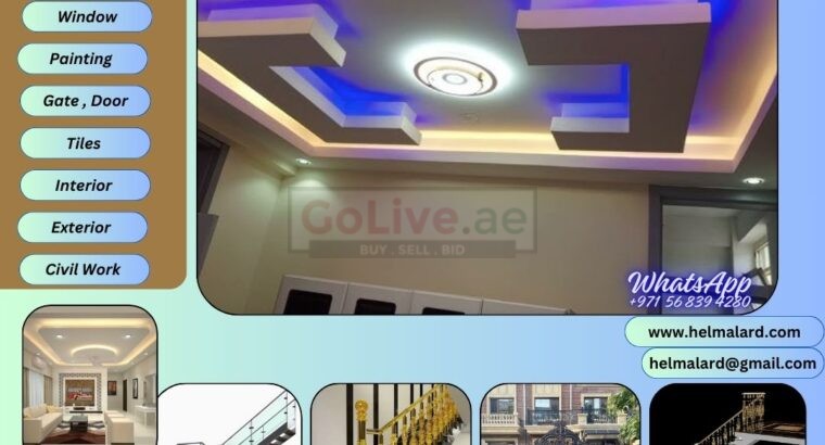 Gypsum ceiling,wall partition,decoration Contractor in Sharjah,Dubai,UAE