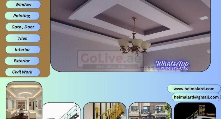 Gypsum ceiling,wall partition,decoration Contractor in Sharjah,Dubai,UAE