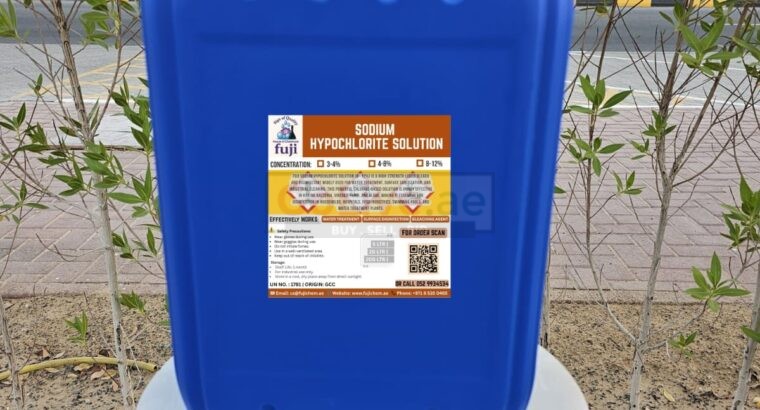 Sodium Hypochlorite Solution 6 % to 8 % – Cleaning and Sanitization Chemical Supplier in Umm Al Quwain – Ras al Khaimah – Fujairah