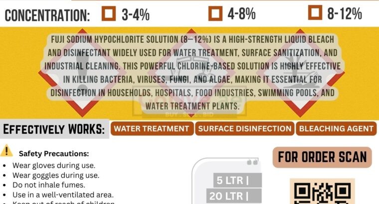 Sodium Hypochlorite Solution – Textile Grade Chemical Supplier in Umm Al Quwain – Ras al Khaimah – Fujairah