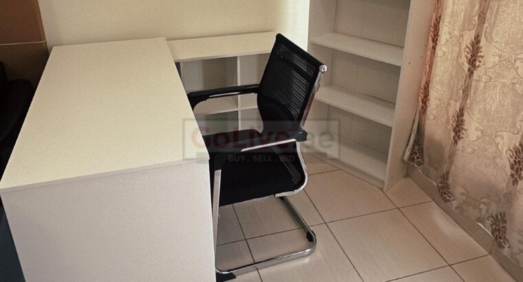 L-Shape Office Table with Large Shelf