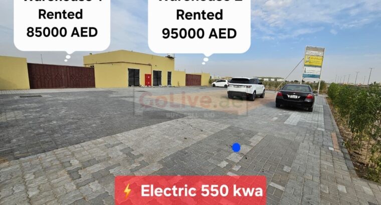 Ready Commercial Project Mix Use for sale, Two Open Shed Warehouses Ready + G+1 Building Approved Land
