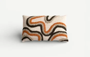 OC Home Curtis Embroidered Cushion: Chic Geometric Cotton Accent