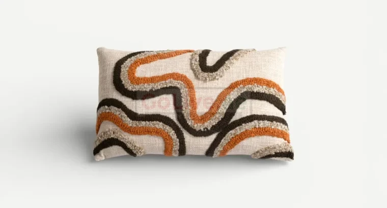 OC Home Curtis Embroidered Cushion: Chic Geometric Cotton Accent