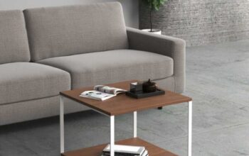 Office Square Coffee Table Dubai with Modern White Leg Design