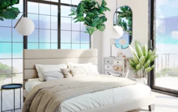 Elison Platform Bed with Fabric Upholstered Headboard & Wooden Slats – Modern Minimalist Design