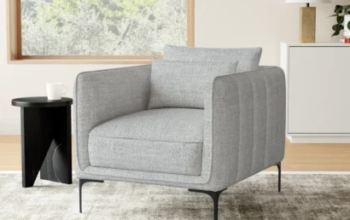 Rae Modern Upholstered Armchair with Curved Back and Soft Cushion – Elegant Lounge Accent Chair