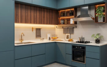Luxury Kitchen Cabinets Design with Aluminum Handle Profile in Uae.