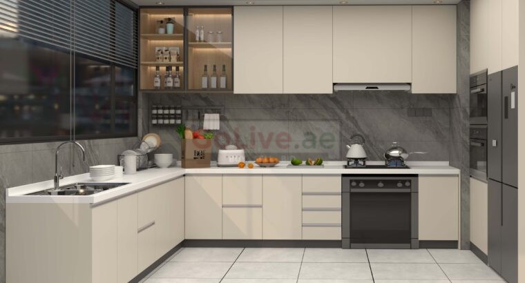 Luxury Kitchen Cabinets Design with Aluminum Handle Profile in Uae.