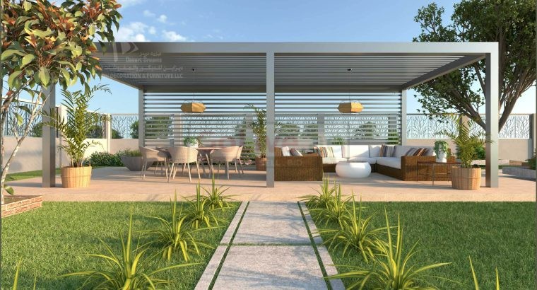 Motorized Retractable Shades Pergola | Car Parking Aluminum Pergola Uae.