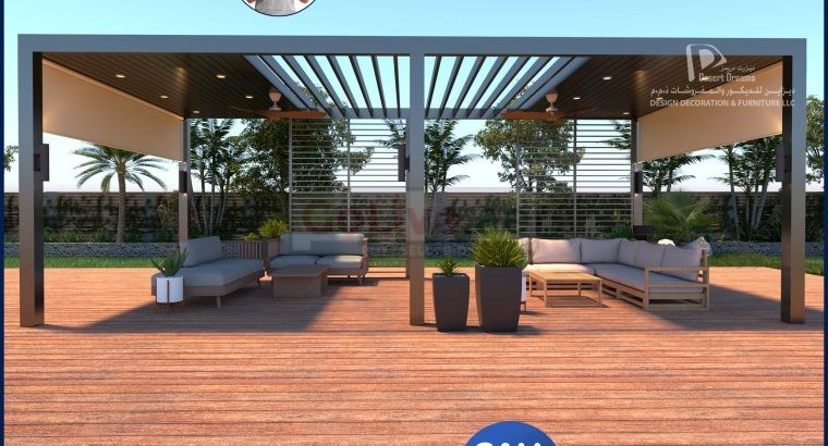 Motorized Retractable Shades Pergola | Car Parking Aluminum Pergola Uae.