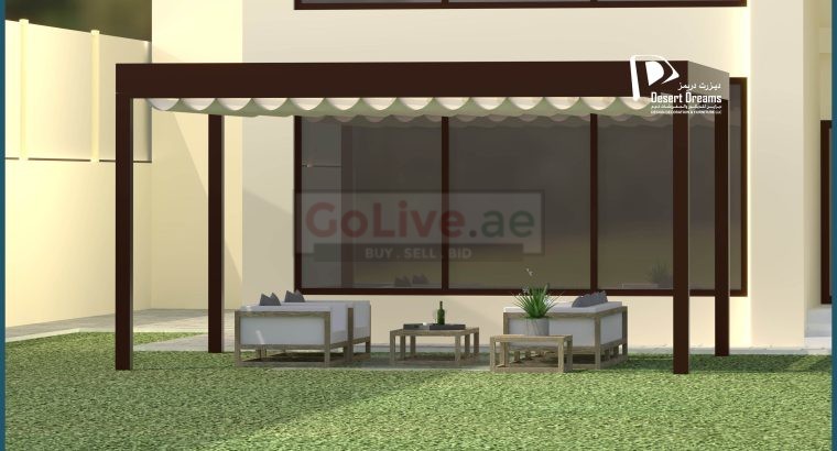 Motorized Retractable Shades Pergola | Car Parking Aluminum Pergola Uae.