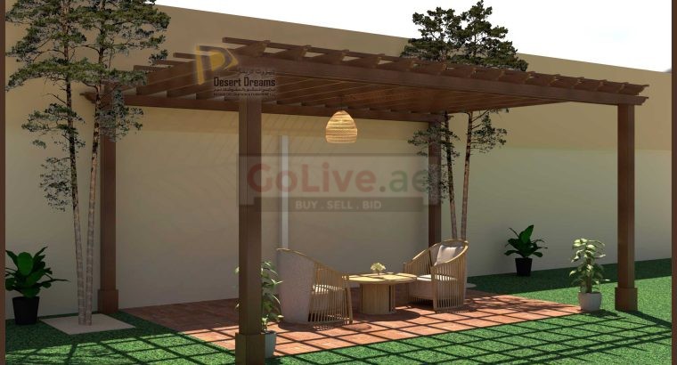 Teak Wood Pergola Uae | Malaysian Wood Pergola | Car Parking Wooden Pergola Dubai.