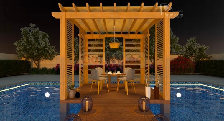 Teak Wood Pergola Uae | Malaysian Wood Pergola | Car Parking Wooden Pergola Dubai.