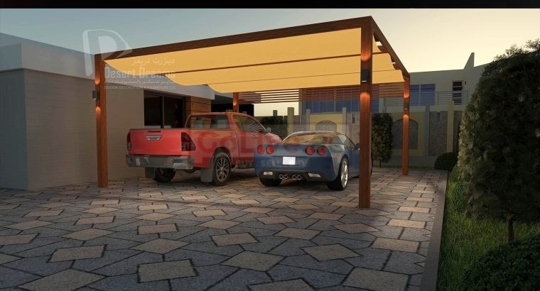 Teak Wood Pergola Uae | Malaysian Wood Pergola | Car Parking Wooden Pergola Dubai.