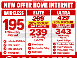 Etisalat home wifi internet 15% discount