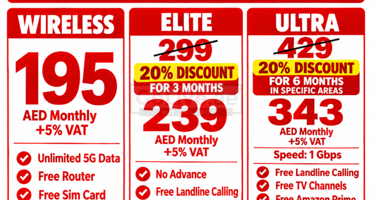 Etisalat home wifi internet 15% discount