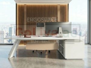 Buy Modern Cue L-Shaped Executive Desk | Custom Made UAE | Ergospace