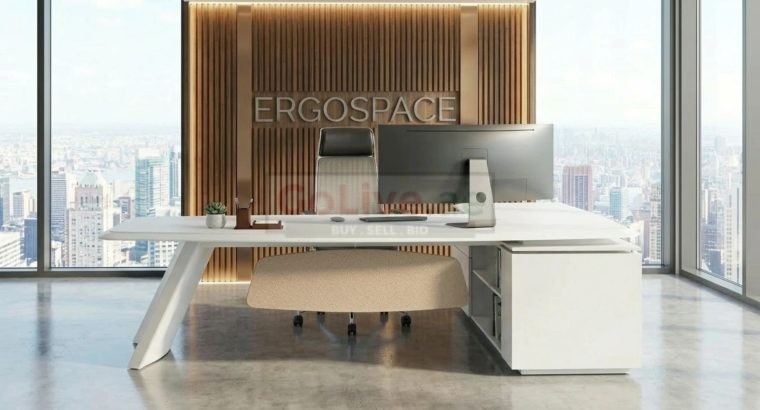Buy Modern Cue L-Shaped Executive Desk | Custom Made UAE | Ergospace