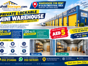 Warehouse for Rent in Sajaa Industrial Area, Sharjah | Private Lockable Mini Warehouse 160 and 320 Sq Ft – 050 2134666