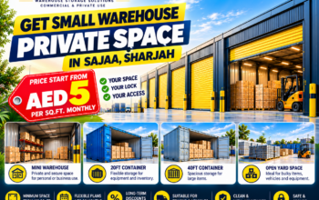 Secure 20ft and 40ft container storage with flexible monthly rentals from AED 5/sq ft – 050 2134666