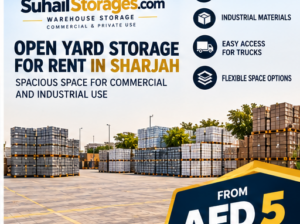 Flexible container storage solutions for commercial and private use at a prime location in Sajaa Oasis Industrial Area